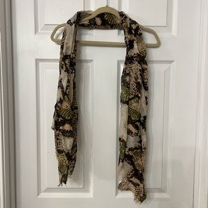Green, brown, and tan snake skin pattern scarf one size